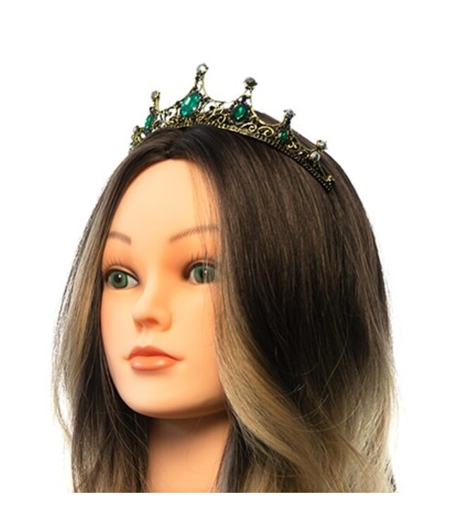 Tiara goudkleurig edelstenen groen