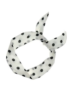 Goudhaartje Haarband sjaal retro polkadot wit zwart