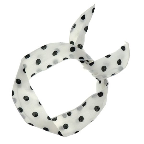 Haarband sjaal retro polkadot wit zwart