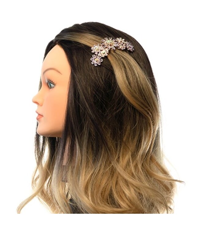 Haarkam goudkleurig strass bloemen