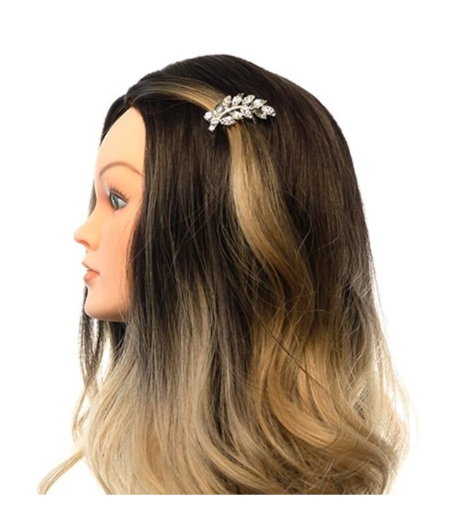 Haarkam kristallen twijgje zilverkleurig