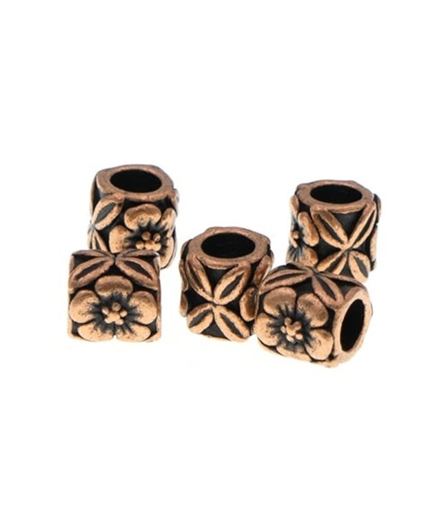 Dreadlock bead 5 stuks bloemen koperkleurig