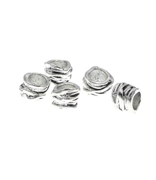 Dreadlock bead 5 stuks ropes zilverkleurig