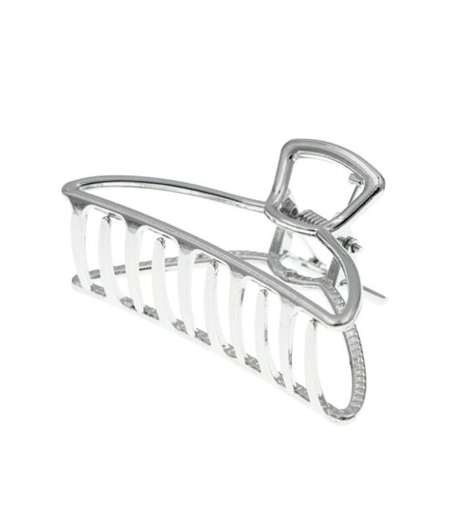 Haarklem zilverkleurig metaal open