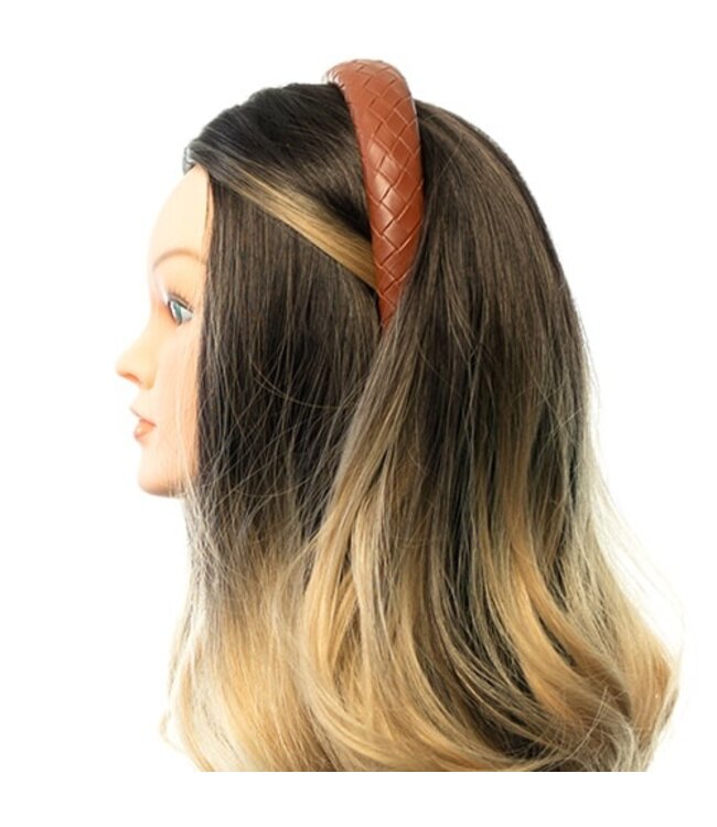 Diadeem gevlochten leather look bruin