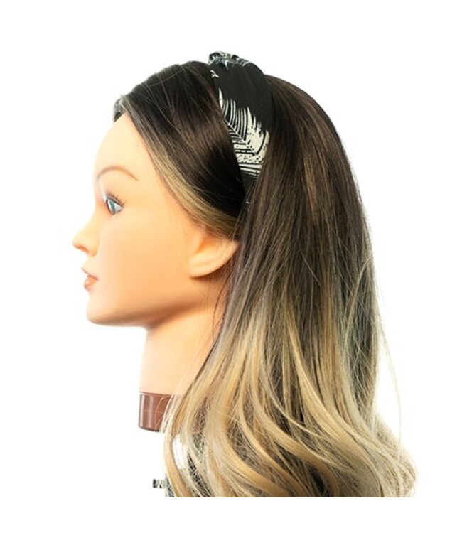 Haarband zwart wit veer