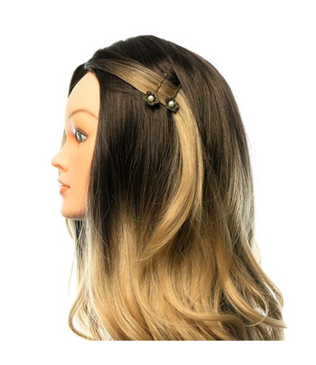 Haarschuifjes vintage bronskleurig bloem