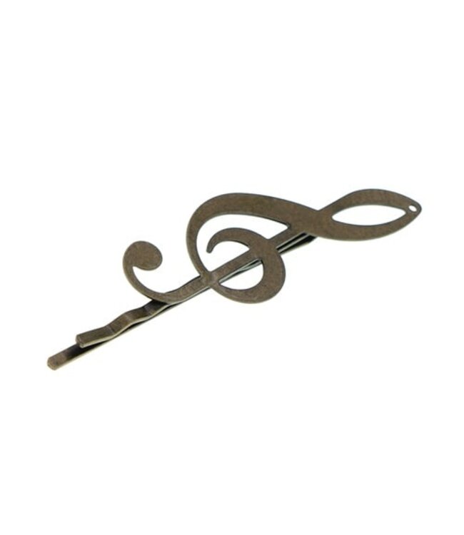 Haarschuifje muzieksleutel bronskleurig