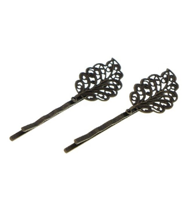 Haarschuifjes sierlijk blad bronskleurig