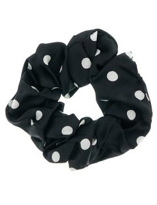  Scrunchie polkadot zwart wit satijn