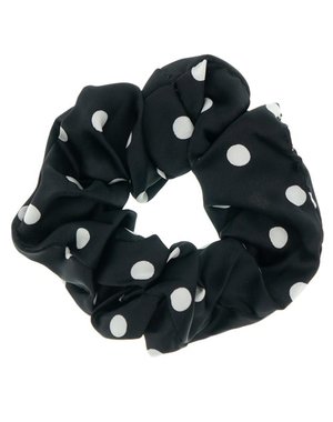 Goudhaartje Scrunchie polkadot zwart wit satijn