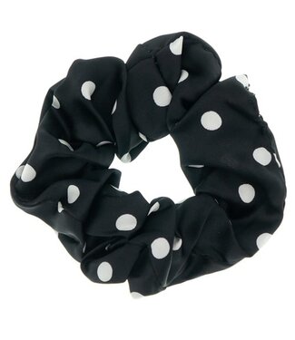 Goudhaartje Scrunchie polkadot zwart wit satijn