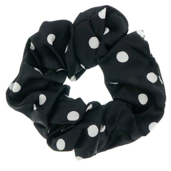 Scrunchie polkadot zwart wit satijn