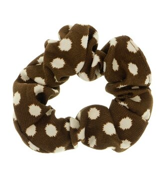 Goudhaartje Scrunchie bruin crèmekleurige stip