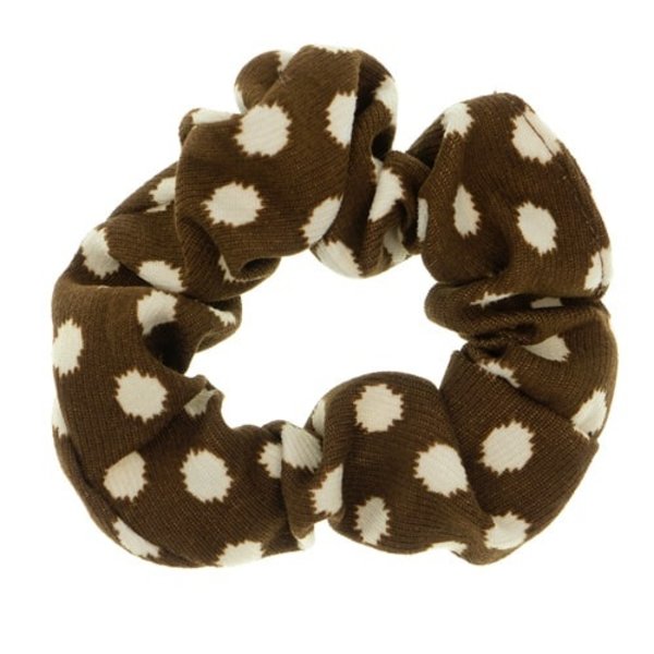 Scrunchie bruin crèmekleurige stip