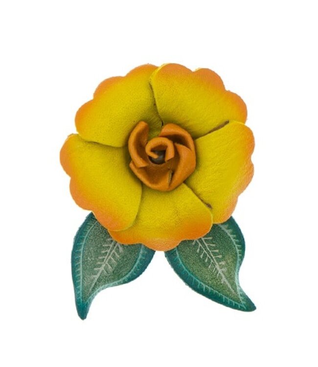 Haarbloem leer Urban Hippies geel