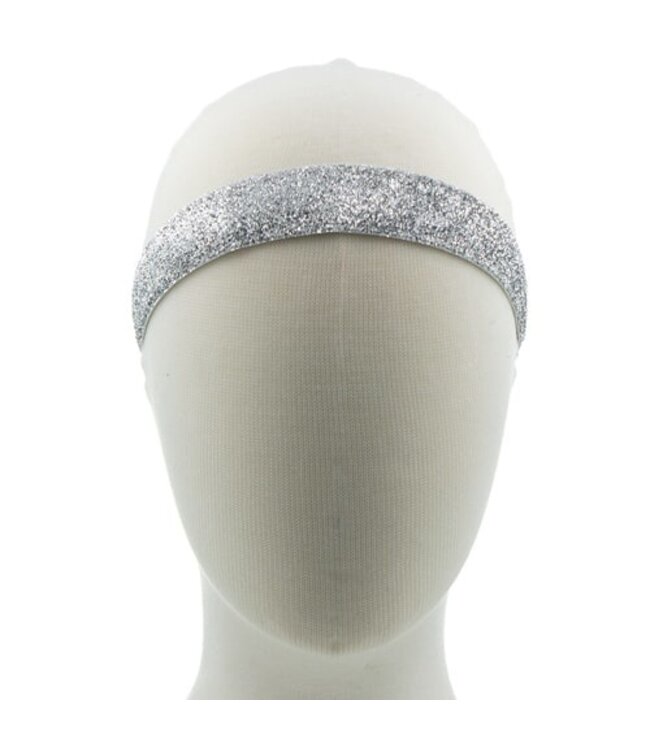 Haarband glitter velours zilver