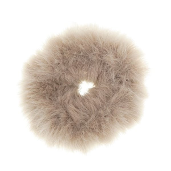 Haarelastiek fluffy creme/bruin