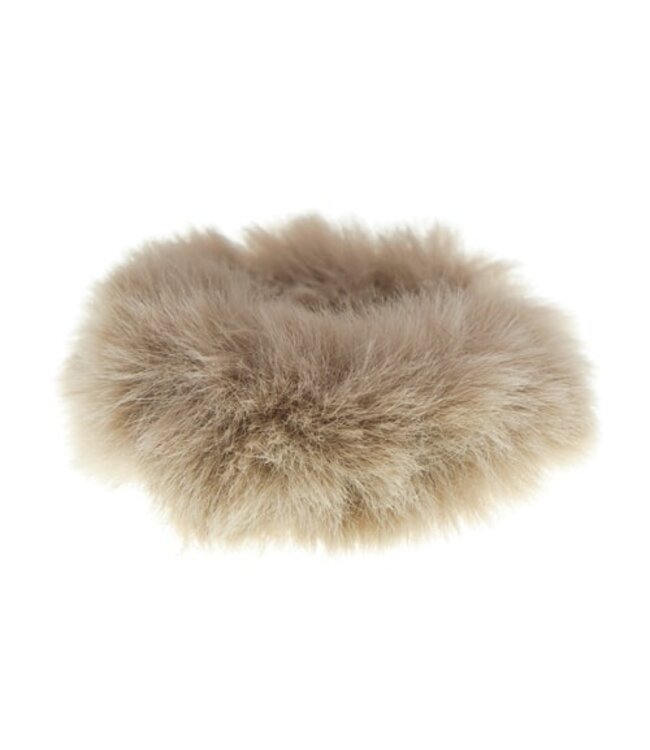 Haarelastiek fluffy creme/bruin