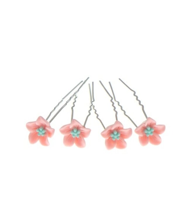 Haarpinnen bloem roze 4 stuks