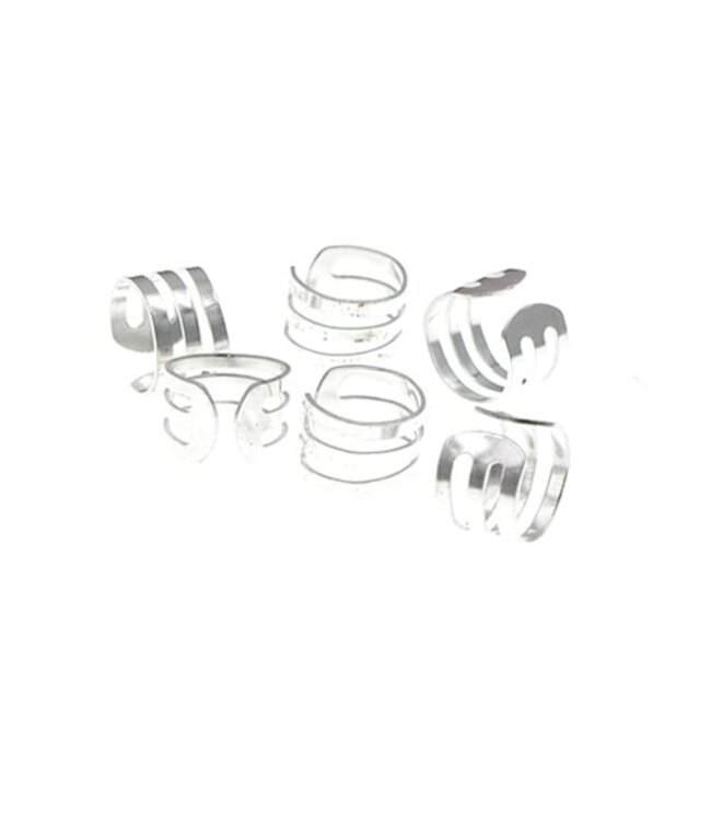 Dreadlock bead cuff 6 stuks open zilverkleurig