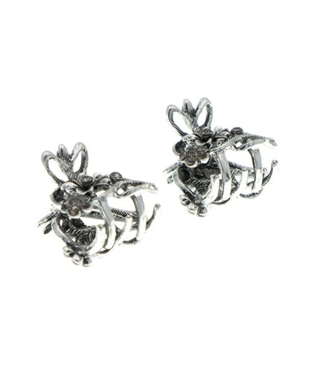 Haarklemmetjes kleine bloemen zilverkleurig