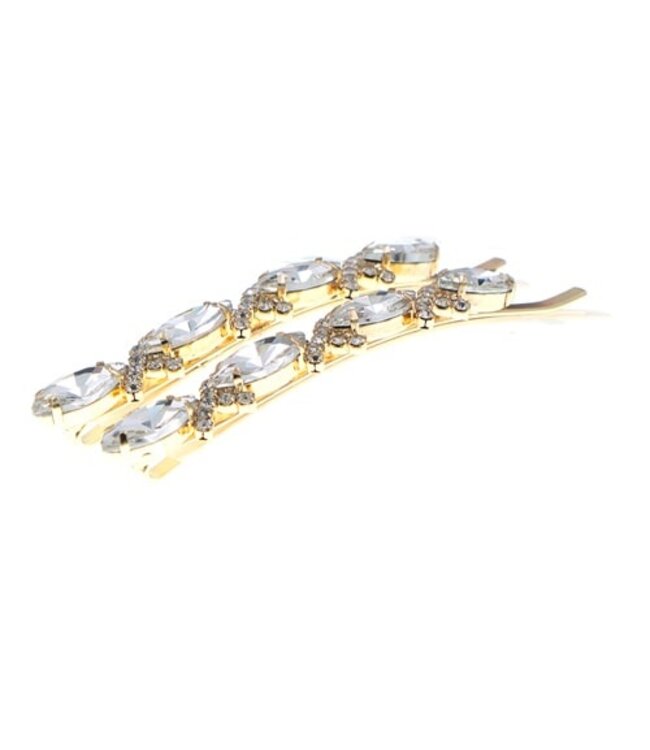 Haarschuifjes goudkleurig tansparante stenen