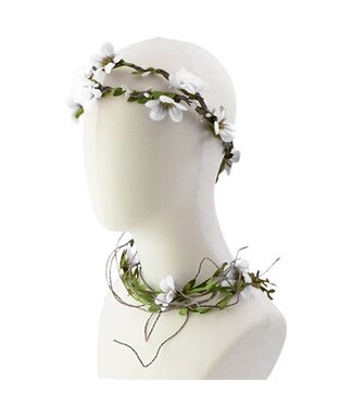 Goudhaartje Haarband XL gevlochten bloemen wit Goudhaartje Haarband XL gevlochten bloemen wit