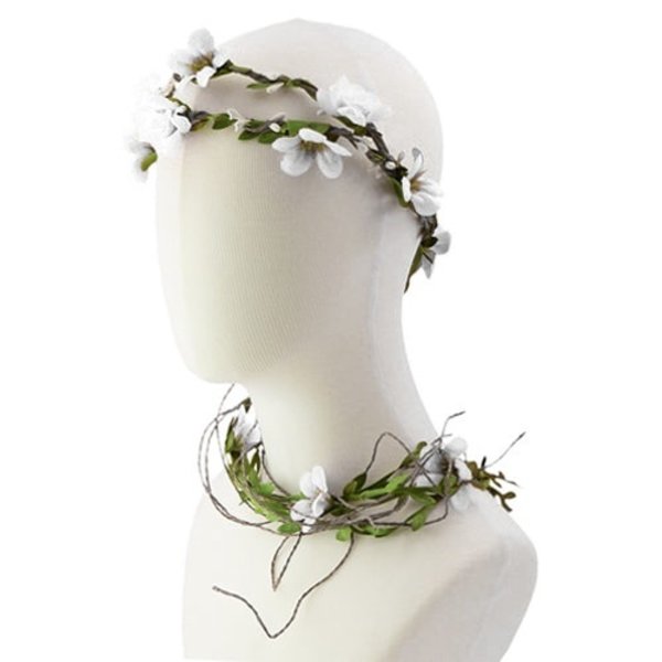 Goudhaartje Haarband XL gevlochten bloemen wit