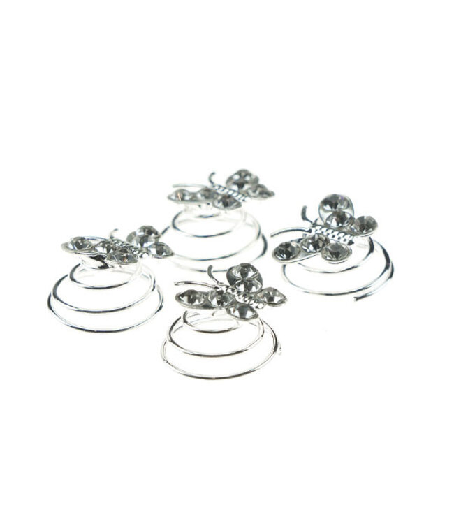 Curlies vlinder zilverkleurig 4 stuks