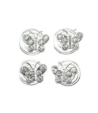 Goudhaartje Curlies vlinder zilverkleurig 4 stuks