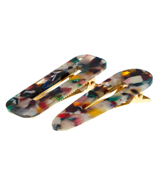 Haarclip kleur confetti 2 stuks