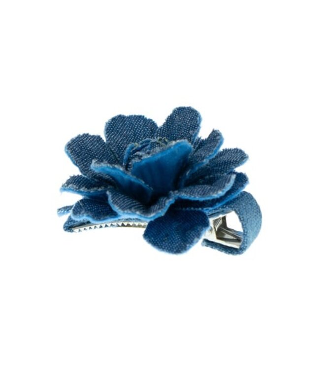Haarbloem spijkerstof blauw