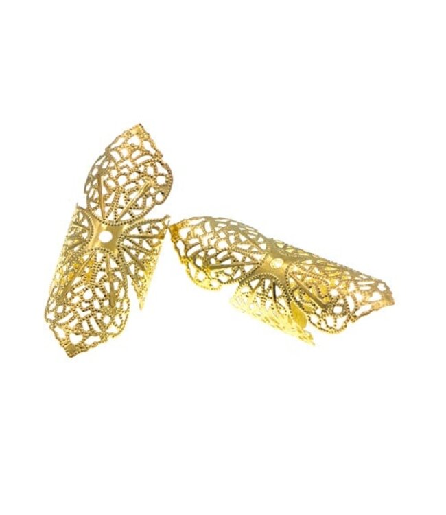 Dreadlock bead cuff 2 stuks XL bladeren goudkleurig