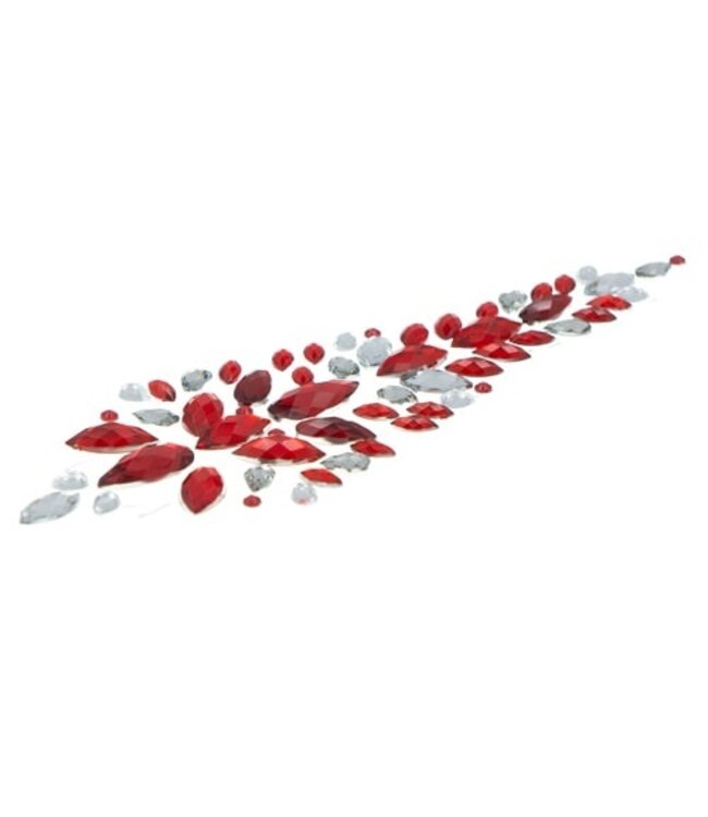 Haarkristallen sticker 60 stuks transparant/rood