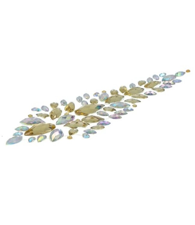 Haarkristallen sticker 60 stuks parelmoer/goudkleurig