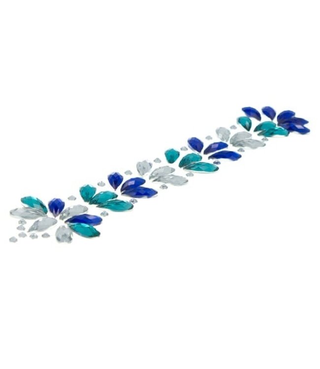 Haarkristallen sticker 54 stuks druppel transparant/blauw