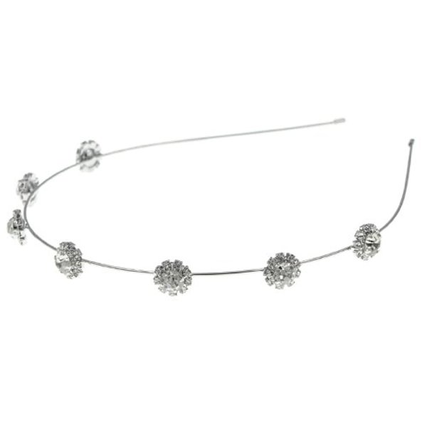 Diadeem zilverkleurig strass bloemen