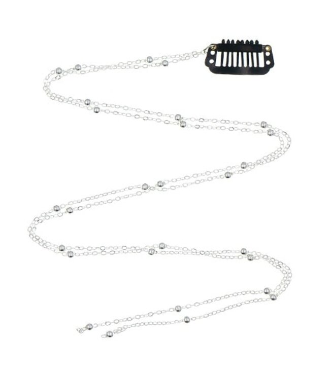 Haarketting zilverkleurig verticaal bubble