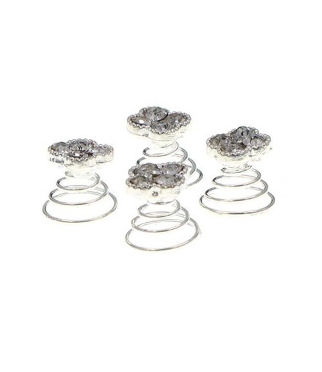 Curlies zilverkleurig klaver vier 4 stuks