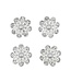 Curlies zilverkleurig bloem met parel 4 stuks