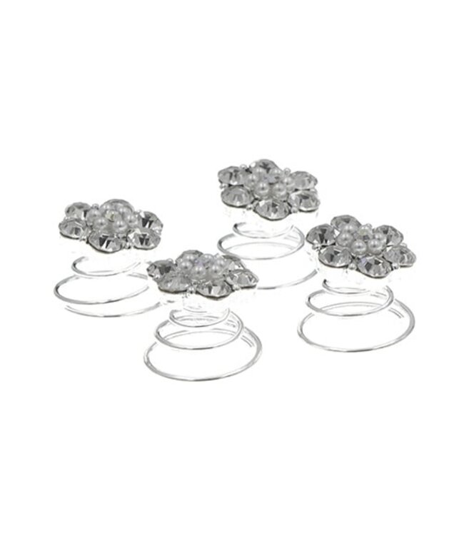 Curlies zilverkleurig bloem zes bladeren 4 stuks