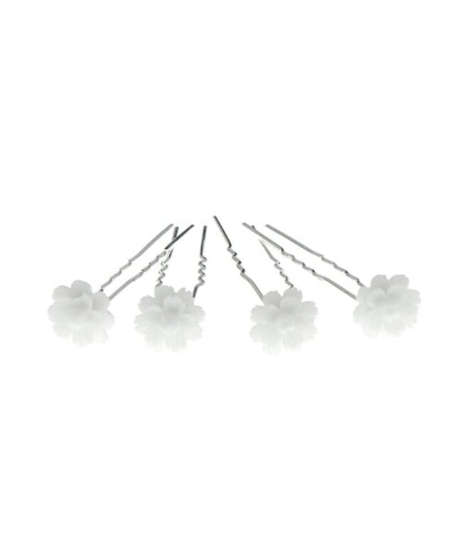 Haarpinnen chrysant in de kleur wit 4 stuks