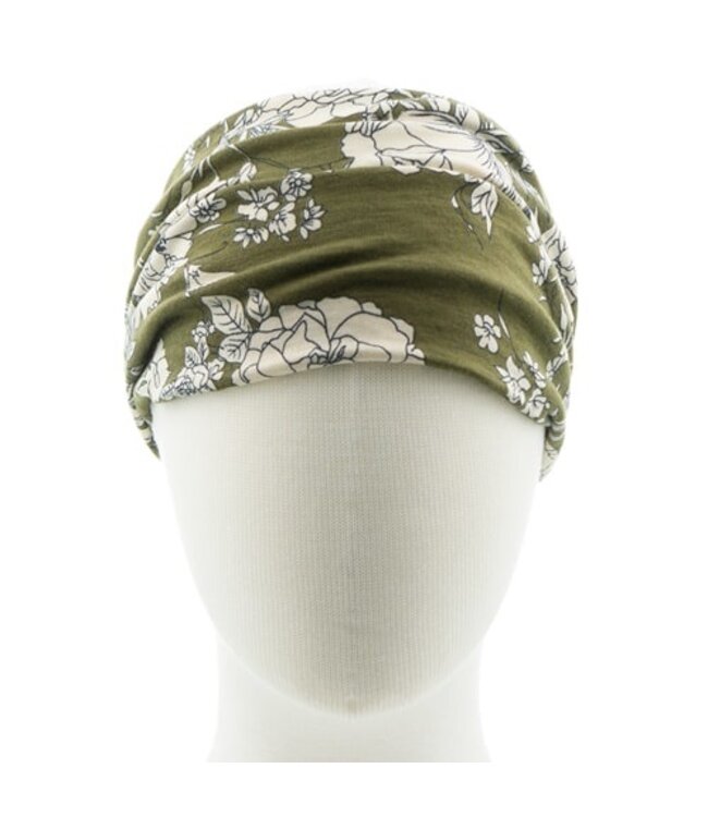 Haarband mosgroen bloemen