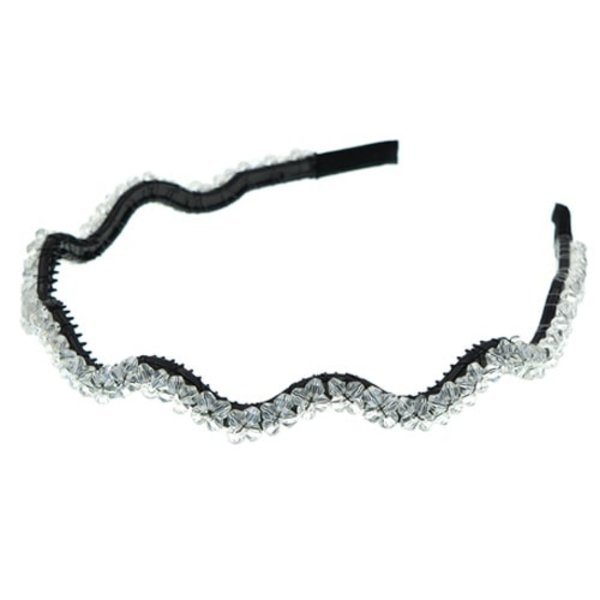 Diadeem wave met strass kralen transparant