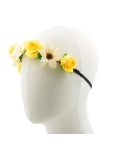 Goudhaartje Haarband gevlochten verschillende bloemen geel