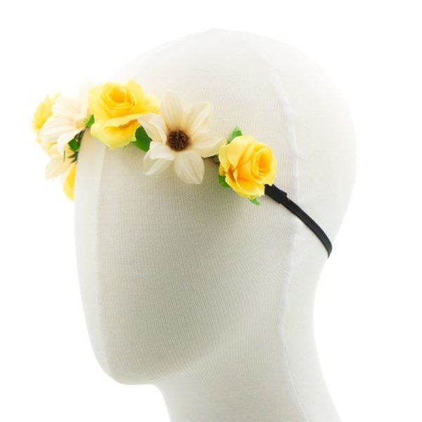Haarband gevlochten verschillende bloemen geel