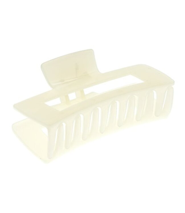 Haarklem rechthoek basic glans large crèmekleurig