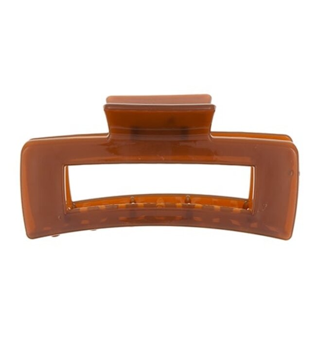 Haarklem rechthoek basic glans large bruin/rood