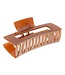 Haarklem rechthoek basic glans large bruin/rood
